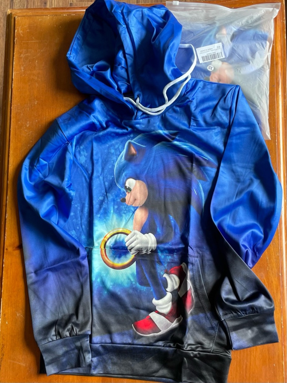 Blue Kids Sonic Hoodie with Ring Graphic